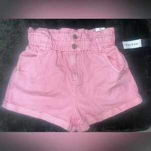 Pacsun Medium PaperBag Highwaisted Pink Denim Shorts